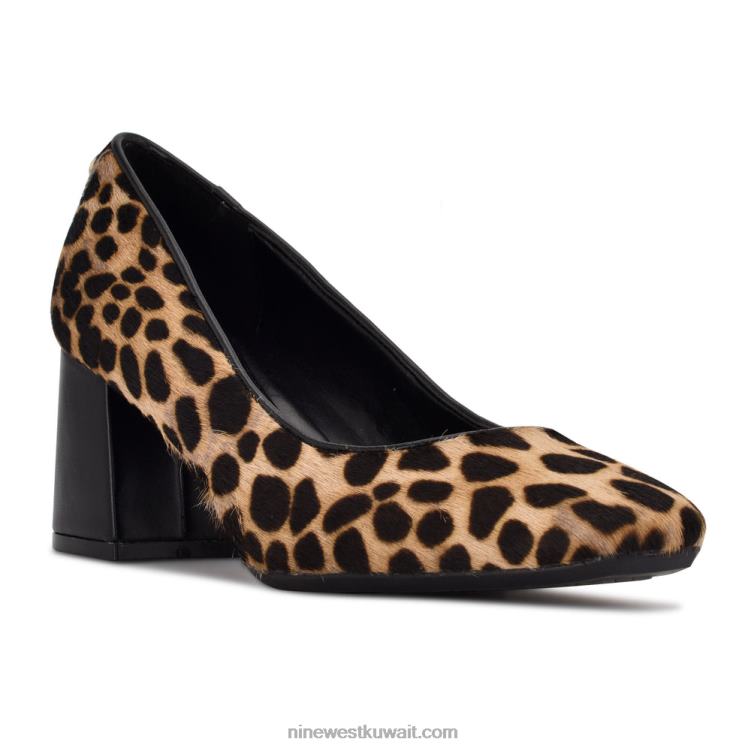 Nine West حذاء كعب عريض 9x9 ليوبارد طباعة قص الشعر VVL081221