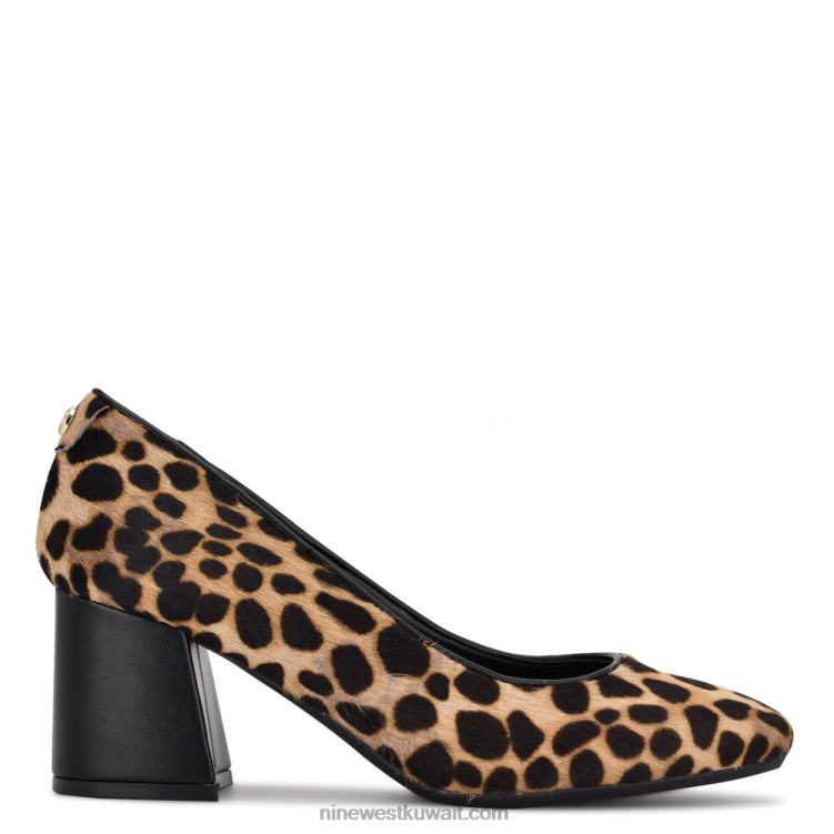 Nine West حذاء كعب عريض 9x9 ليوبارد طباعة قص الشعر VVL082146