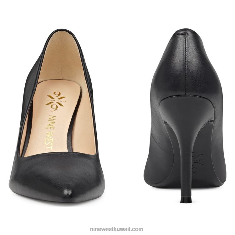 Nine West الخامس 9x9 مضخات اصبع القدم مدبب جلد أسود VVL082374
