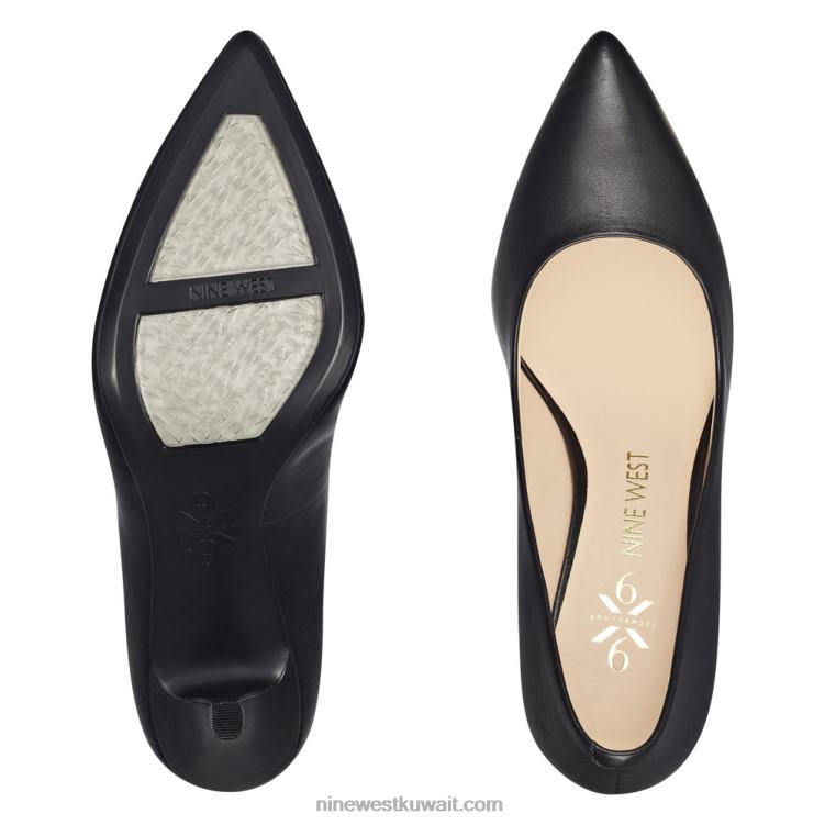 Nine West الخامس 9x9 مضخات اصبع القدم مدبب جلد أسود VVL082374