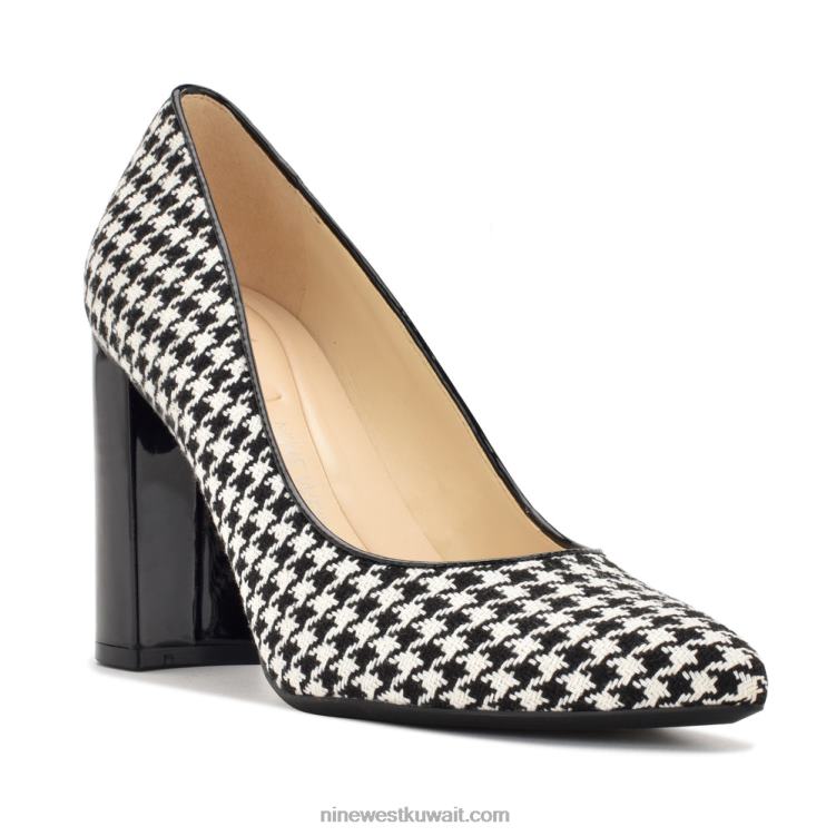 Nine West مضخات أستوريا 9x9 أسود / أبيض houndstooth VVL081283