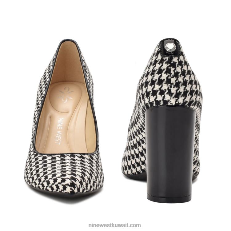 Nine West مضخات أستوريا 9x9 أسود / أبيض houndstooth VVL081283