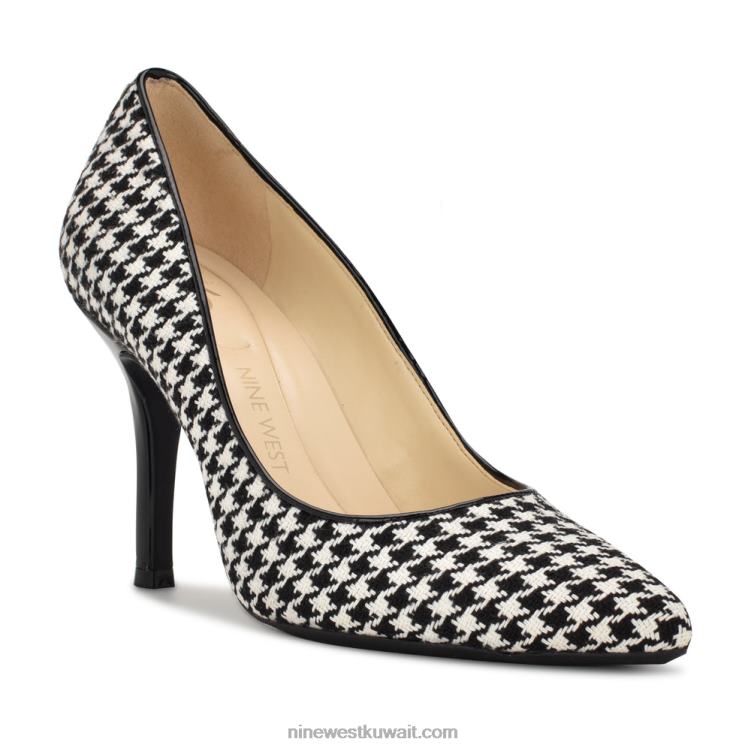 Nine West الخامس 9x9 مضخات اصبع القدم مدبب أسود / أبيض houndstooth VVL081293