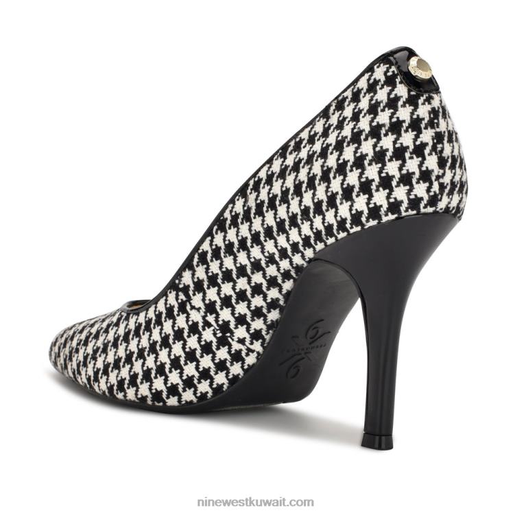 Nine West الخامس 9x9 مضخات اصبع القدم مدبب أسود / أبيض houndstooth VVL081293