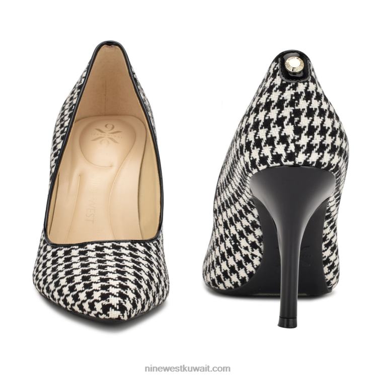 Nine West الخامس 9x9 مضخات اصبع القدم مدبب أسود / أبيض houndstooth VVL081293