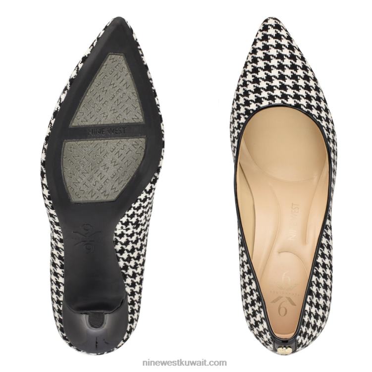 Nine West الخامس 9x9 مضخات اصبع القدم مدبب أسود / أبيض houndstooth VVL081293