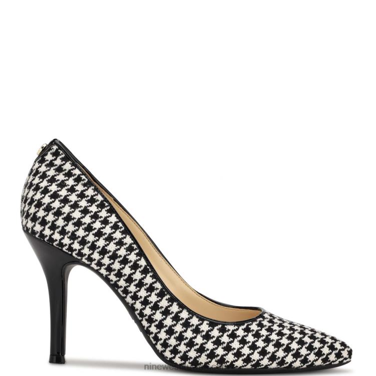 Nine West الخامس 9x9 مضخات اصبع القدم مدبب أسود / أبيض houndstooth VVL082137