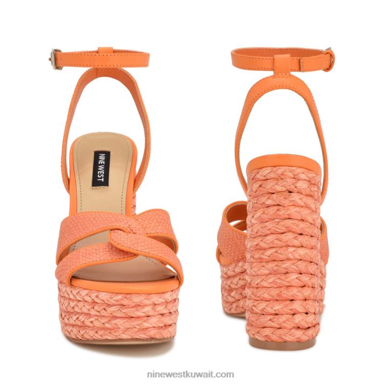 Nine West صندل بلاتفورم منسوج Hayya البرتقالي النيون VVL08198