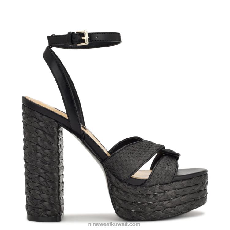 Nine West صندل بلاتفورم منسوج Hayya أسود VVL08200