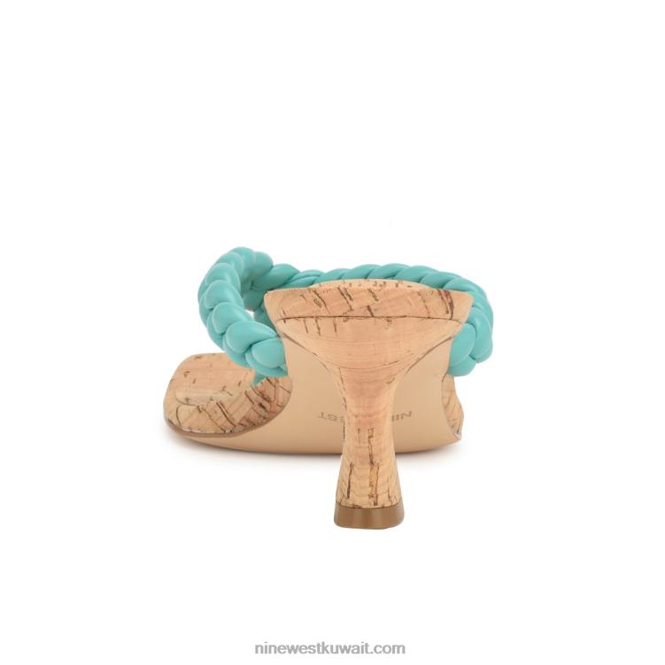 Nine West صندل منزلق بكعب ملاك أزرق مائي VVL081083