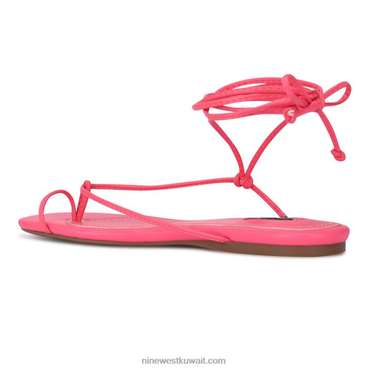 Nine West صندل مسطح ملفوف في الكاحل ميامي الوردي VVL08108