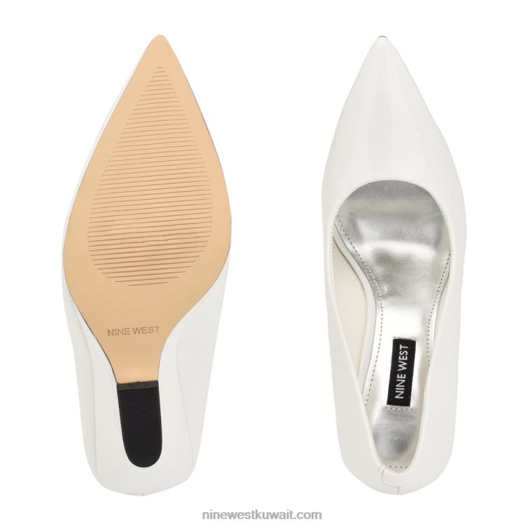 Nine West أسافين إصبع مدبب براءة اختراع بيضاء VVL081136