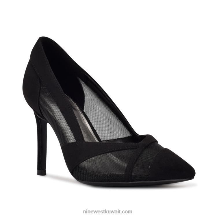 Nine West مضخات فستان إيفاني جلد الغزال الأسود / شبكة VVL081224
