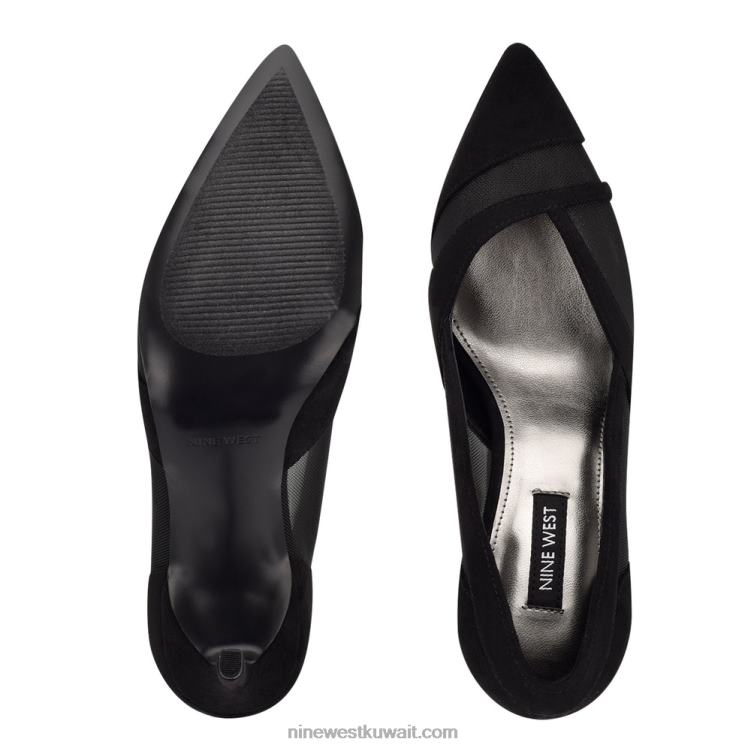 Nine West مضخات فستان إيفاني جلد الغزال الأسود / شبكة VVL081224