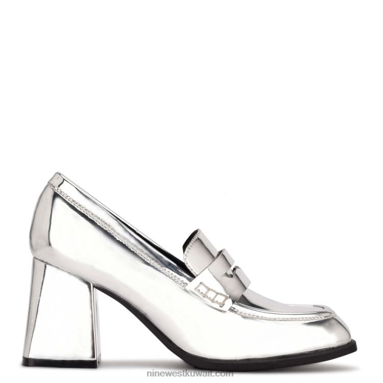 Nine West حذاء ذو ​​كعب عال مرآة فضية معدنية VVL081236