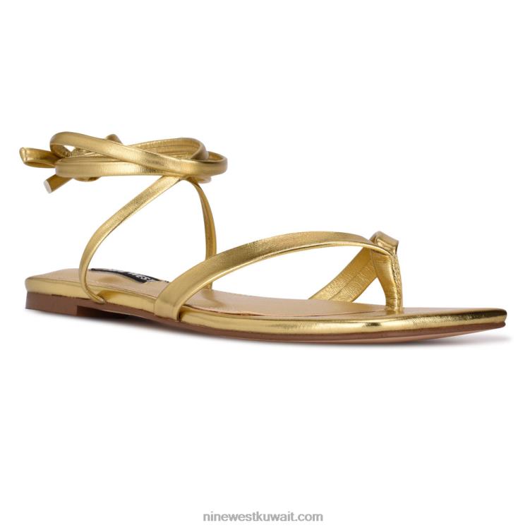 Nine West أخبار صندل مسطح التفاف الكاحل ذهب VVL08125