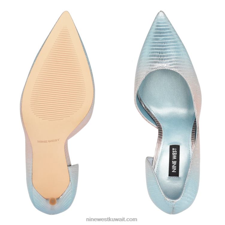 Nine West حذاء فولو دورساي بمقدمة مدببة سحلية معدنية زرقاء VVL081268