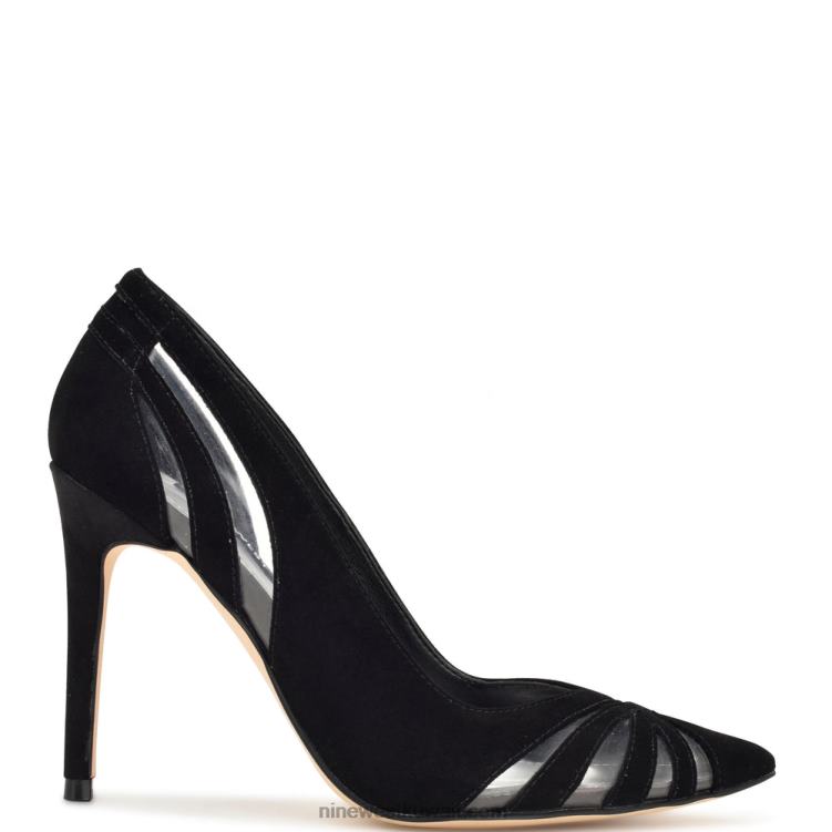 Nine West مضخات مدببة الأصابع أسود / واضح من جلد الغزال VVL081300