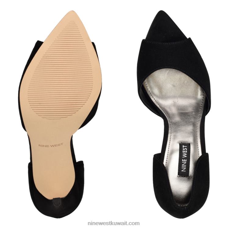 Nine West سعر مضخات زقزقة اصبع القدم جلد الغزال الأسود VVL081317