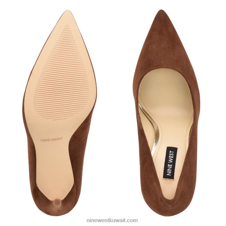 Nine West مضخات اصبع مدبب جديدة سويدي بني متوسط VVL081321