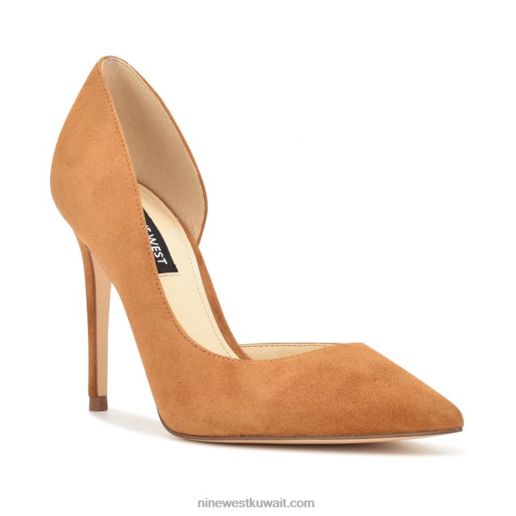 Nine West حذاء فولو دورساي بمقدمة مدببة جلد الغزال الطبيعي الداكن VVL081325