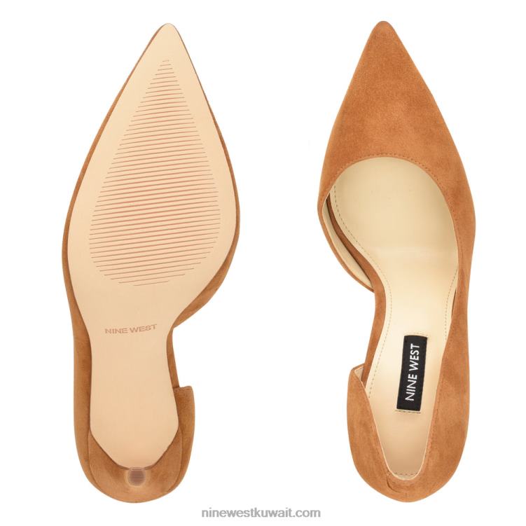 Nine West حذاء فولو دورساي بمقدمة مدببة جلد الغزال الطبيعي الداكن VVL081325
