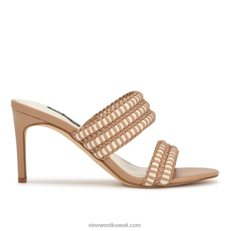 Nine West صندل منزلق بكعب وقفة كريم طبيعي VVL08134