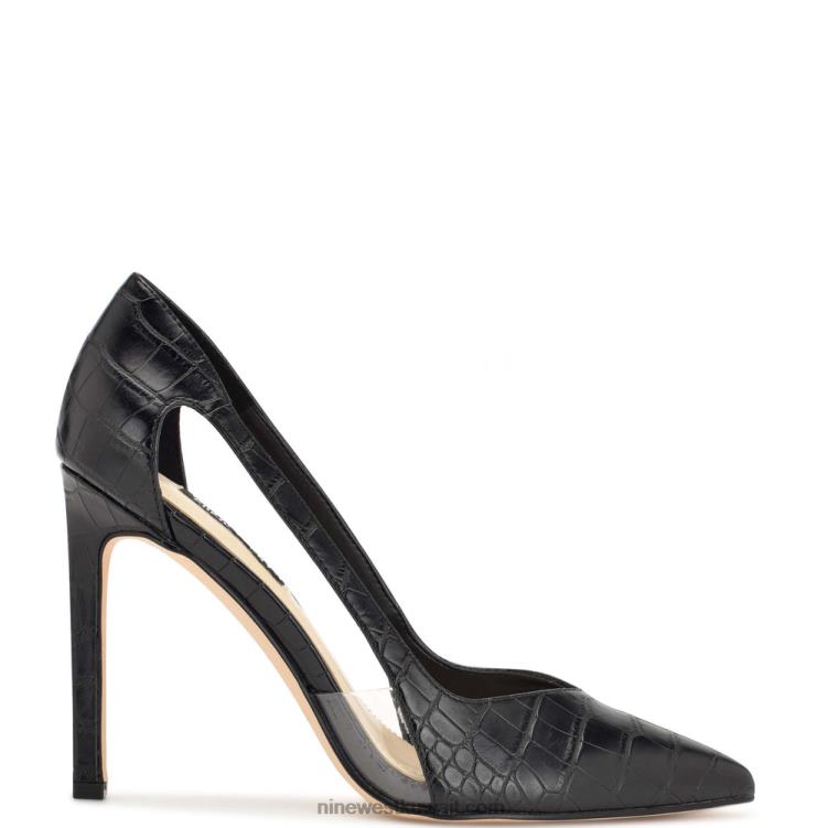 Nine West تريفس مضخات بمقدمة مدببة التمساح الأسود VVL081397