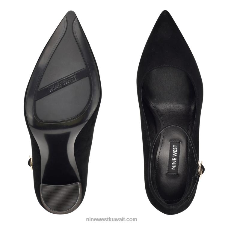 Nine West مضخات بحزام الكاحل جلد الغزال الأسود VVL081399