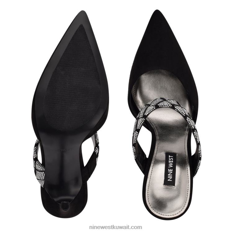 Nine West مضخات فريسا بمقدمة مدببة جلد الغزال الأسود VVL081417