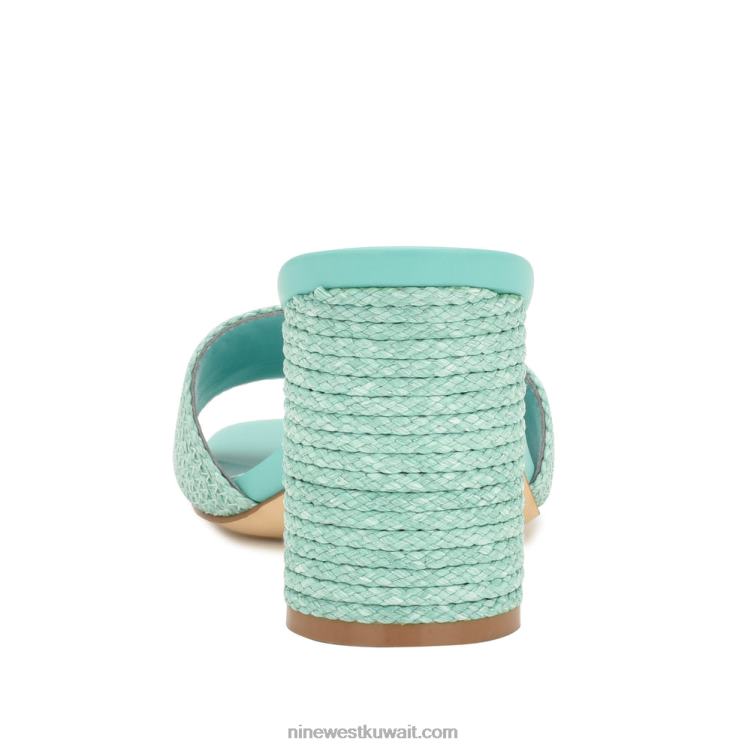 Nine West صندل منزلق بكعب مابيلي أزرق مائي VVL08144