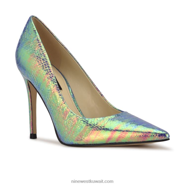 Nine West مضخات اصبع مدبب جديدة طباعة ثعبان قزحي الألوان VVL081457