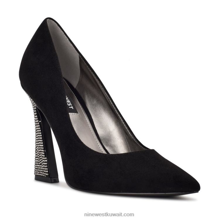 Nine West حذاء تريندز بمقدمة مدببة جلد الغزال الأسود / حجر الراين VVL081478