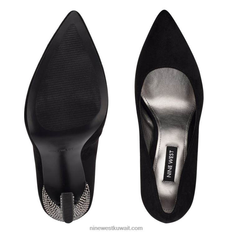 Nine West حذاء تريندز بمقدمة مدببة جلد الغزال الأسود / حجر الراين VVL081478