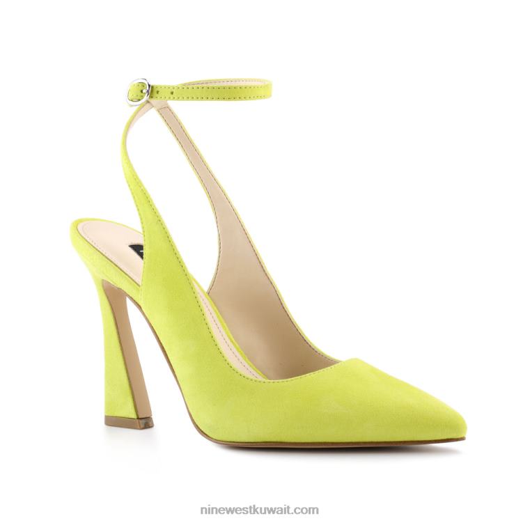Nine West تابيتا فستان برباط حول الكاحل النيون الأصفر من جلد الغزال VVL081500