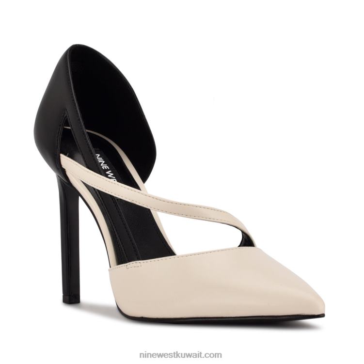 Nine West عشرات اللباس مضخة شيك كريم / أسود VVL081521