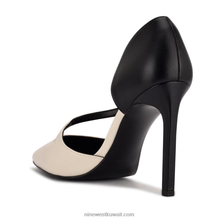 Nine West عشرات اللباس مضخة شيك كريم / أسود VVL081521