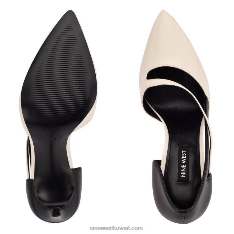 Nine West عشرات اللباس مضخة شيك كريم / أسود VVL081521