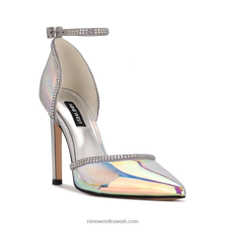 Nine West تووتسي مضخات حزام الكاحل فضي / أزرق قزحي VVL081540