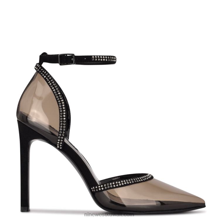 Nine West تووتسي مضخات حزام الكاحل دخان اسود VVL081542