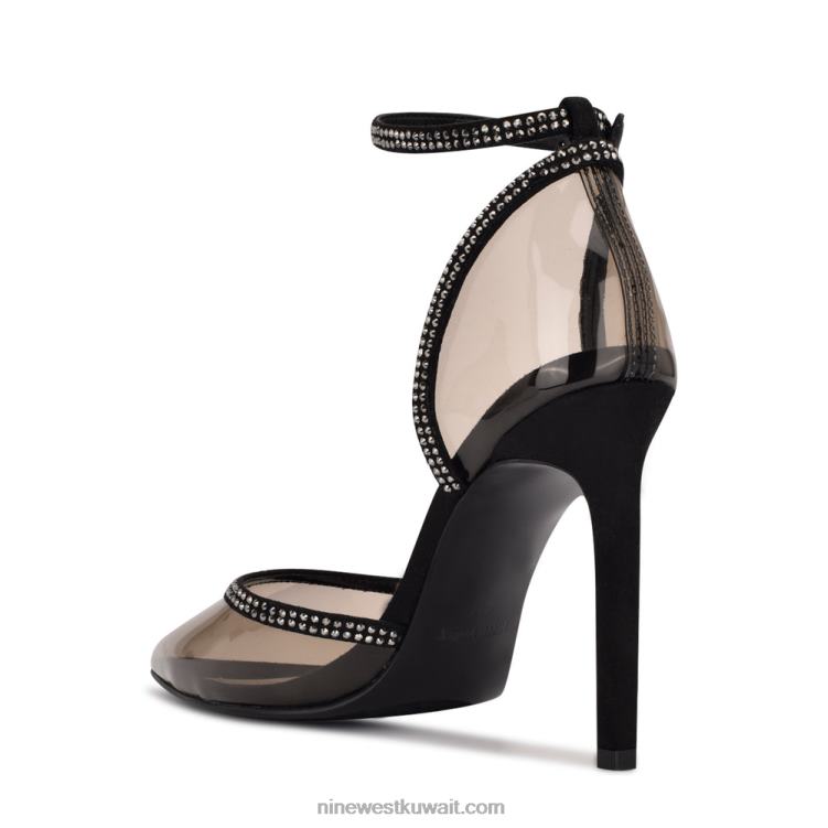 Nine West تووتسي مضخات حزام الكاحل دخان اسود VVL081542