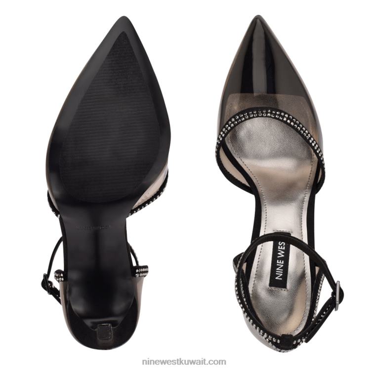 Nine West تووتسي مضخات حزام الكاحل دخان اسود VVL081542