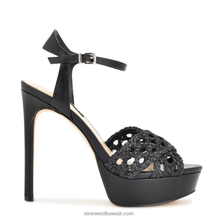 Nine West الصنادل اليونانية المنصة أسود VVL08155