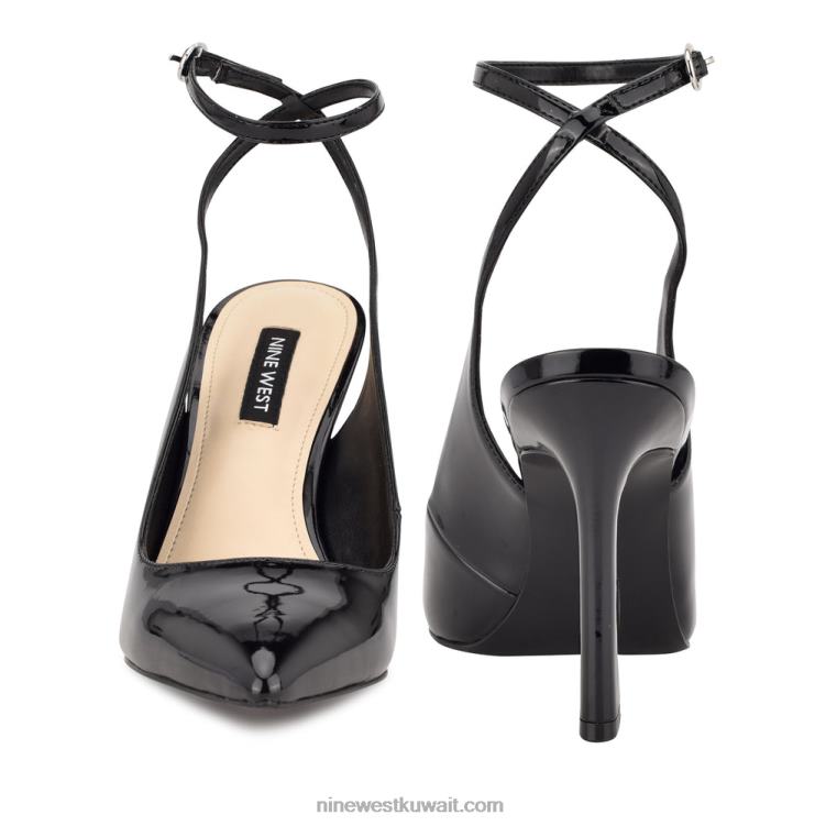 Nine West تابيتا فستان برباط حول الكاحل أسود براءة اختراع VVL081550