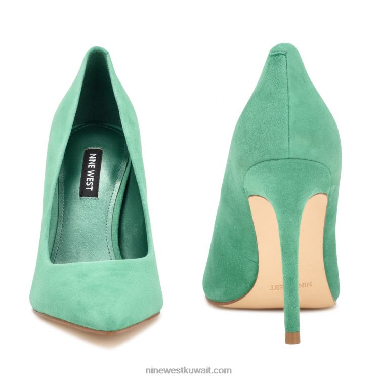 Nine West مضخات اصبع مدبب جديدة جلد الغزال الأخضر VVL081565