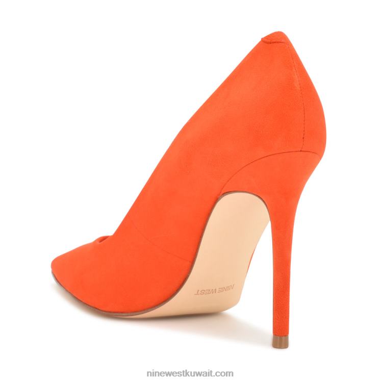 Nine West مضخات اصبع مدبب جديدة جلد الغزال البرتقالي النيون VVL081566