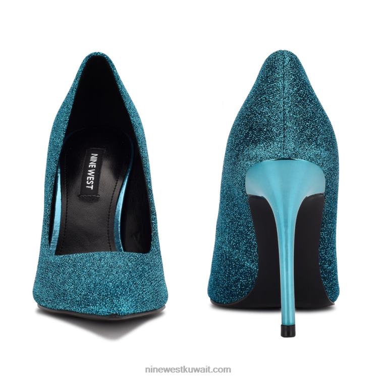Nine West مضخات اصبع مدبب جديدة أزرق معدني متوسط VVL081568