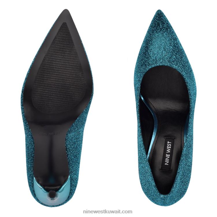 Nine West مضخات اصبع مدبب جديدة أزرق معدني متوسط VVL081568