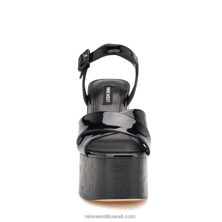 Nine West صندل بلاتفورم ريلاي أسود براءة اختراع VVL08159