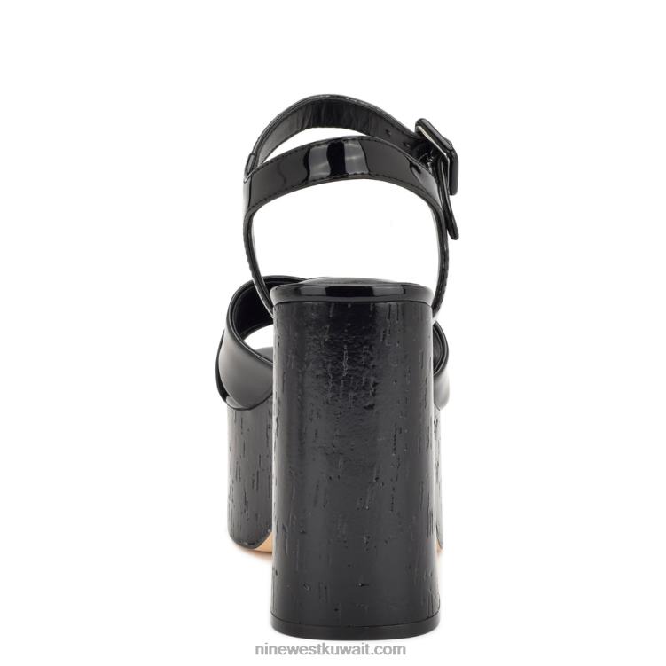 Nine West صندل بلاتفورم ريلاي أسود براءة اختراع VVL08159